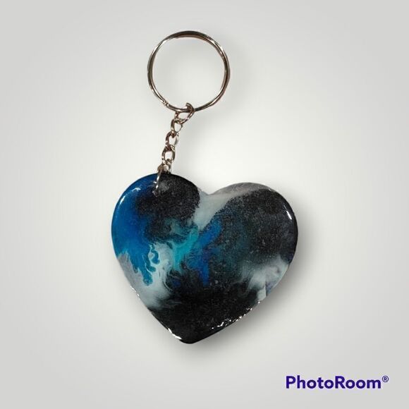 Ellise Blue Ink Heart Keychain (Z169) - Picture 6 of 10